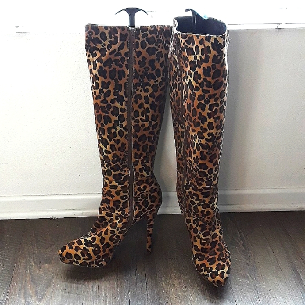 Worthington Stiletto Leopard Print Knee High Women's Boots 8 1/2(M)